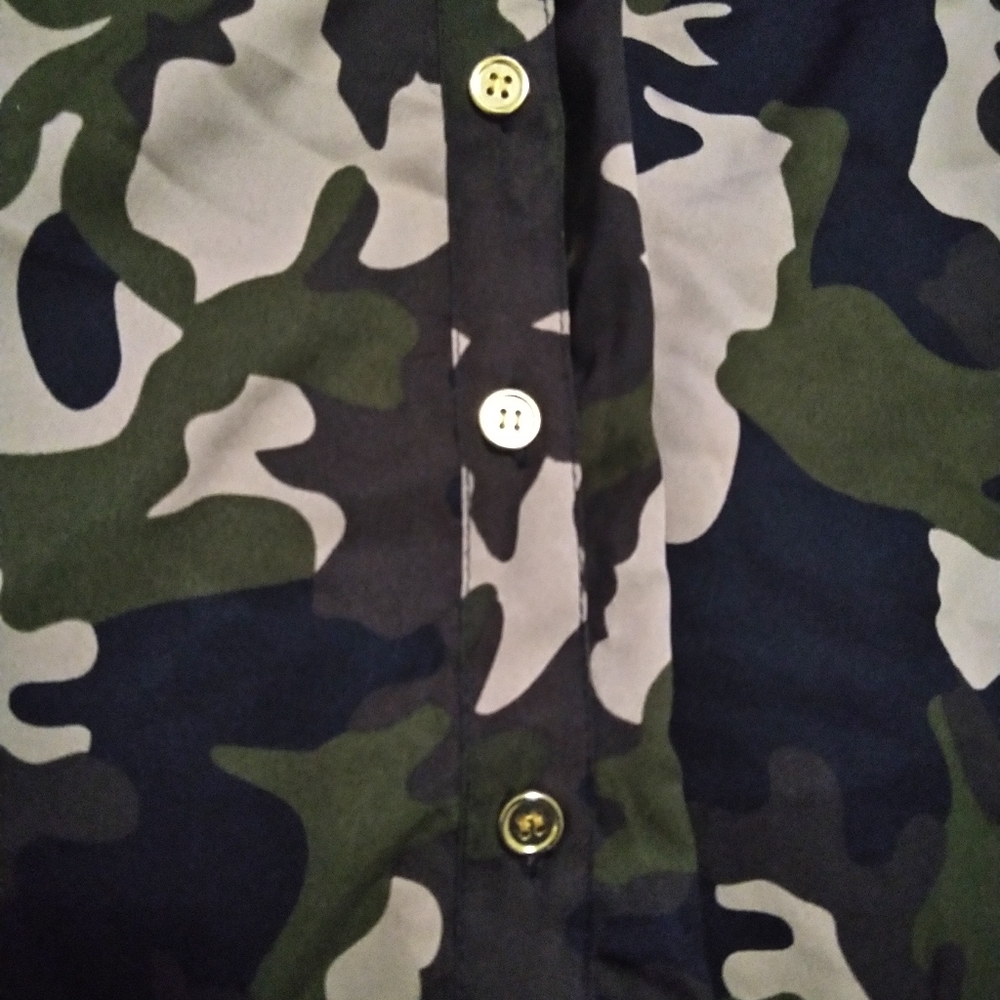 Army fatigue button down blouse with gold button's